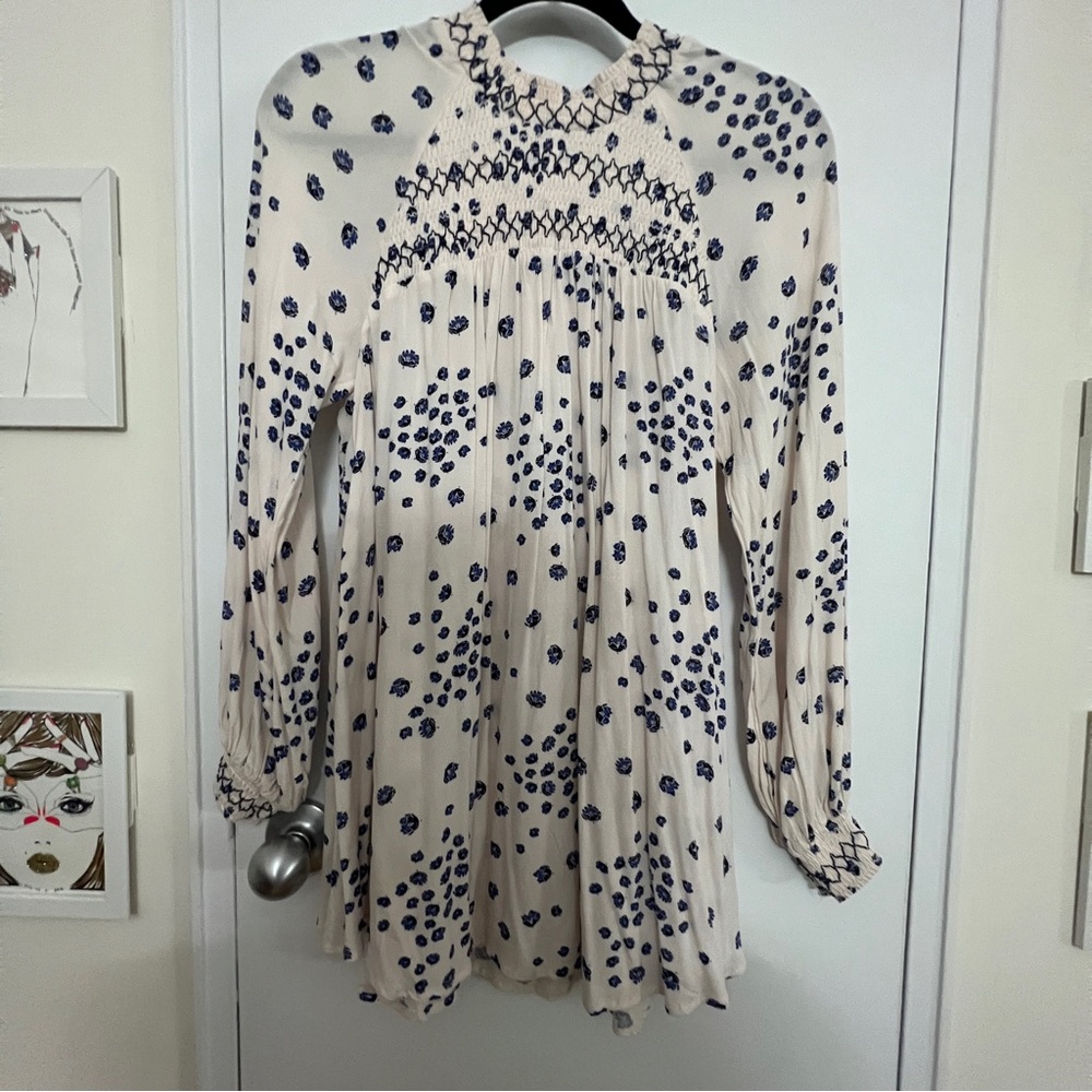 Free People Pink/Blue Floral Tunic Mini Dress Size XS